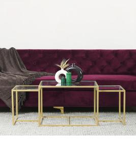 Modern Glass Top <b>Console</b> <b>Table</b> with <b>Gold</b> Metal Frame for Living Room Decor - Product Image 1