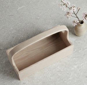 Organisateur de rangement blanc dépoli avec séparateurs robustes pour couverts, condiments et vaisselle de fête – Support en bois sur pied - Product Image 4