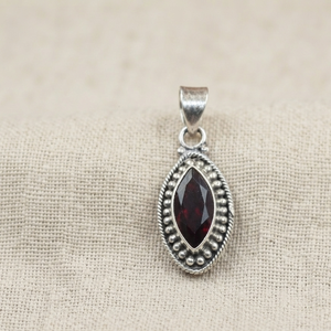 Pendentif en grenat marquise naturel, collier en argent sterling 925, charme en pierre précieuse, bijoux bohèmes faits à la main, plaqué or rose/jaune - Product Image 6