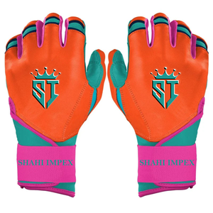 Gants de frappe Shahi Impex orange, rose et turquoise en cuir rembourré avec fermeture auto-agrippante, unisexe, pour entraînement adulte - Product Image 1