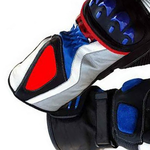 Guantes de Motocicleta de Dedo Completo, Diseño Panelado en Negro, Azul, Rojo y Blanco, Correa de Muñeca Ajustable, Antideslizantes, para Uso en Exteriores - Product Image 4