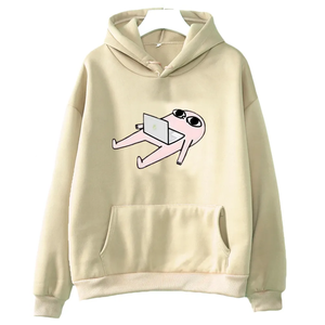 <b>Women's</b> <b>Black</b> Hoodie Drop Shoulder Sweatshirt Autumn Casual Pullover Cartoon Alien Printed Top Oversized <b>Fleece</b> Pullover - Product Image 4