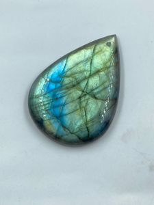 Pierre précieuse naturelle de labradorite, pierre authentique de couleur verte ombrée, forme poire, 68,35 carats, pour la création de bijoux - Product Image 5