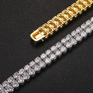 Pulsera de tenis clásica de moda de plata de ley 925 con moissanita y diamantes, engaste de canal de dos filas - Product Image 3