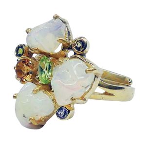 Wedding Wear 925 Sterling <b>Silver</b> Gold Plated Jewelry <b>Opal</b> Tourmaline Gemstone Women Wear Classic <b>Ring</b> - Product Image 6