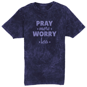 เสื้อยืดพิมพ์ลาย Pray More Worry Less สำหรับผู้ชาย แขนสั้น คอกลม ผ้าเจอร์ซีย์ลำลอง ผ้าฝ้าย ทรงปกติ - Product Image 2