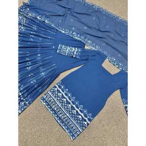Fancy <b>Top</b> with Embroidery Sequins Work Sharara and Dupatta for <b>Weddings</b> - Product Image 3