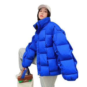 Breathable Waterproof High Quality Trendy Women's Cotton Filled Winter Warmth <b>Puffer</b> <b>Jacket</b> Hooded Collar Detachable Sleeves - Product Image 1