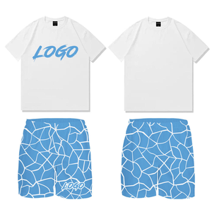 Ensemble deux pièces décontracté pour homme : T-shirt d'été à manches courtes respirant et short, avec logo personnalisé OEM et motif uni - Product Image 4