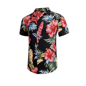 Ensemble chemise hawaïenne florale deux pièces pour homme, nouveau style d'été, personnalisé, en microfibre respirante à manches courtes, vente en gros - Product Image 4