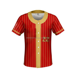 Uniforme de baseball pour hommes adultes, imprimé sur mesure, respirant, grande taille, maillot à manches courtes, impression par transfert thermique, tailles variées - Product Image 1