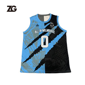 Maillot de basket-ball sublimé ZG pour homme, sans manches, respirant, en maille polyester, vêtements de sport - Product Image 1