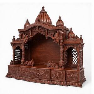 Mandapam de madera de teca de diseño indio del Sur personalizado para el hogar DST Exports Mandir Temple Storage Cabinet Estantes Elegantes de gran tamaño - Product Image 5