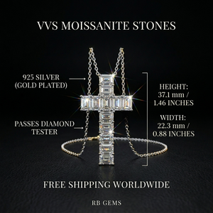 จี้รูปกางเขนประดับเพชรโมอิสซาไนต์ VVS แบบ Iced Out เงินแท้ 925 สไตล์ฮิปฮอป พร้อมสร้อยโรสโกลด์ เครื่องประดับทองคำ - Product Image 5