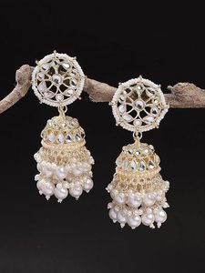 Pendientes de Araña Chapados en Oro con Aleación, Perlas de Imitación, Borlas, Forma de Flor Vintage, Cristales de Imitación, para Mujer, Boda - Product Image 4