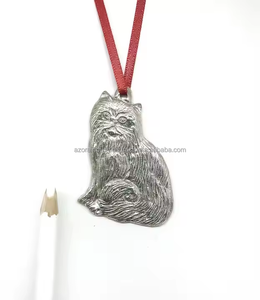 Adornos navideños colgantes de metal ecológicos modernos con forma de gato personalizados y adornos de plástico - Product Image 3