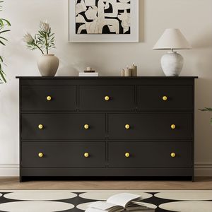 Oak <b>Chest</b> <b>of</b> <b>Drawers</b> with 7 <b>Drawers</b> and Metal <b>Handles</b> for Bedroom and Living Room - Product Image 5