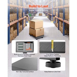 Bilancia Digitale da Pavimento con Capacità di Carico 100 kg, Precisione 0,04 kg, Bilancia Elettronica LB/KG con Funzione Tara e Calcolo Prezzo per Bagagli - Product Image 5