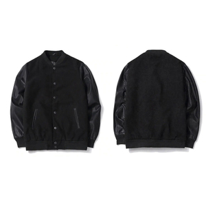 Wholesale Latest Designs <b>Long</b> Sleeve 100% Wool Body <b>Leather</b> Sleeves Baseball Varsity <b>Jacket</b> Embroidery Logo Letterman <b>Jacket</b> - Product Image 6