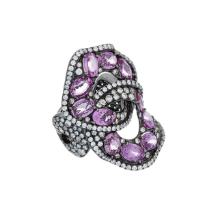 Anillo de Compromiso de Plata 925 con 7 CT de Zafiro Rosa Infinito y Moissanita, Engaste de Garras, Certificado IGI, Regalo para Fiesta - Product Image 1