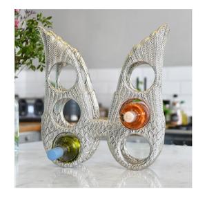 Porte-bouteilles autoportant en aluminium argenté, produit très demandé, avec support décoratif pour bouteilles, finition polie brillante - Product Image 4