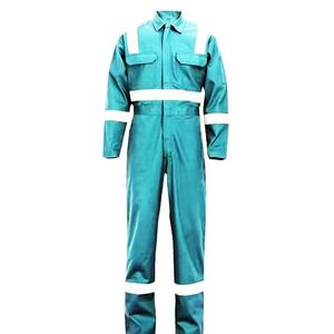 Combinaison de travail pour homme en bleu sarcelle avec bandes réfléchissantes, uniforme de sécurité en polyester, vêtements de protection haute visibilité - Product Image 1