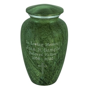 Urne funéraire Green Harbor, finition blanche, métal, 200 pouces cubes, style américain, urne commémorative - Product Image 1