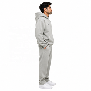 OEM Structured Custom Hoodies Set Men Minimalist Thick-Knit Sweatshirt Pullover <b>Tracksuit</b> Modern Streetwear Winter Warm Outfit - Product Image 4