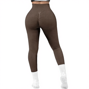 Leggings Deportivos de Cintura Alta para Mujer, Ajustados, Sin Costuras, Cintura Elástica, Diseño Sólido con Contraste de Color, Transpirables - Product Image 5