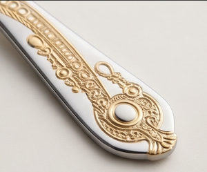 Elegant Metal Flatware <b>Set</b> With Gold Inlay Handles High Mirror Polish Dishwasher Safe <b>For</b> Wedding Dining Use - Product Image 2