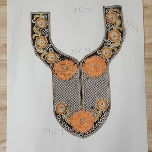 Custom Embroidered Floral Neckline <b>Sew</b>-<b>On</b> <b>Patches</b> Sequins for Women's Dresses Tops Blouses Home Textiles Bulk Orders Available - Product Image 1