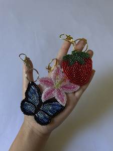 Artisan Handmade Embroidery Beaded Keychain with Intricate Floral Design Fashion Accessory - Product Image 2