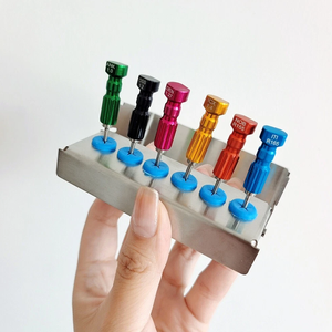Dental Laboratory Steel Implant <b>Screw</b> <b>Driver</b> Kit 6 Piece Kit Customizable with Holder for Restoration Surgery By Grip Surgical - Product Image 1