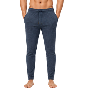 <b>Mens</b> Waffle Knit Casual <b>Trousers</b> Slim Fit Jogger Pants Textured Fabric <b>Elastic</b> Waist Drawstring Custom Everyday Bottoms <b>Mens</b> - Product Image 3