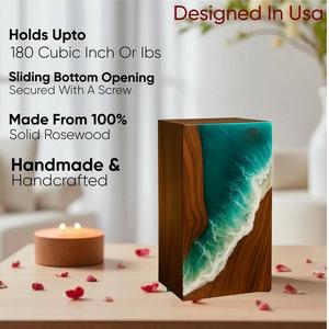 โกศบรรจุอัฐิทำมือจากไม้พะยูงลายคลื่นทะเล ขนาดกลาง 9x5.5 นิ้ว - Product Image 4