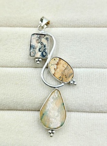 Pendentif en Agate Crazy Lace Naturelle Multi-Pierres, Argent Sterling 925, Fait Main, Pendentif en Pierres Précieuses de Créateur, Vente en Gros - Product Image 2