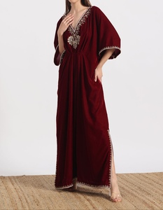 2026 Trendy Modest Dubai <b>Kaftan</b> for Women Floor Length Polyester Handmade Embroidery Traditional Islamic Clothing - Product Image 2