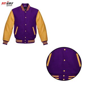 Chaqueta Bomber del equipo de béisbol Varsity 2023 con mangas de cuero genuino y cuerpo de lana, la mejor chaqueta de lona de diseño con cuello levantado - Product Image 6