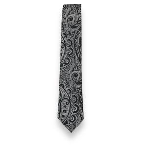 Corbata elegante de seda Paisley en blanco y negro Corbata lujosa - Product Image 2