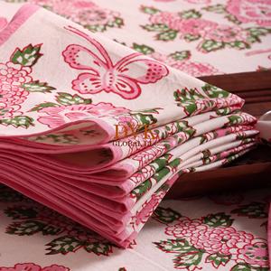 Hand Block Printed Pink Floral <b>Table</b> Cover for Banquets Hotel Beautiful Style Cotton <b>Table</b> <b>Cloth</b> for Home and Hotel - Product Image 5