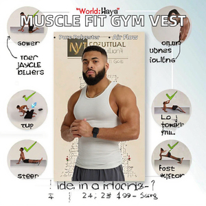 Camiseta Deportiva de Gimnasio para Hombre, Tejida, Transpirable, de Alta Calidad, Cuello en V, Ajuste Musculoso, Acanalada, 100% Poliéster, Color Sólido, Logotipo Personalizado OEM - Product Image 2