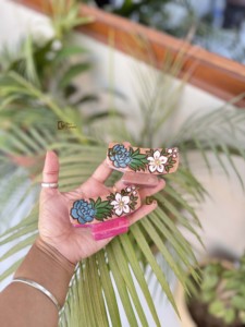 Pinzas para el Cabello de Cuero con Diseño Floral, Hechas a Mano, Estilo Vintage, Elegantes, de Cuero Genuino, para Uso Diario, Accesorios para el Cabello de Mujer - Product Image 4