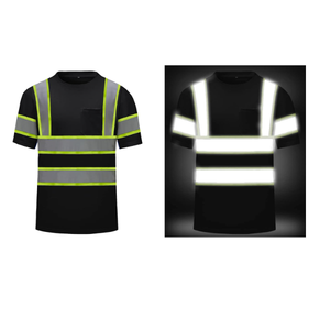Camisetas de Alta Visibilidad de Secado Rápido para Hombre, Camisetas de Seguridad con Tiras Reflectantes y Bolsillo, Mangas Cortas, Camiseta de Trabajo de Alta Visibilidad - Product Image 4