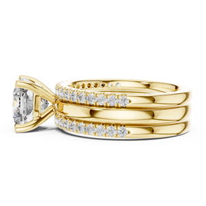 Bague de luxe en or jaune 18 carats plaqué rhodium, sertie de diamants de laboratoire 3 carats taille coussin, double pavé, certifiée IGI, pour mariage, fiançailles et soirées - Product Image 4