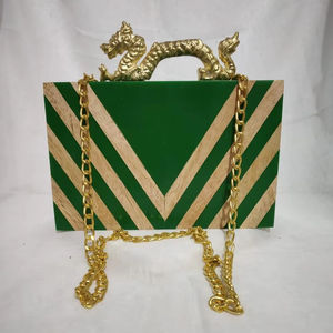 Bolso de mano de resina a la moda para mujer con cierre de cremallera para fiestas nupciales, artesanías de resina de la India, venta al por mayor - Product Image 1