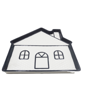 Tazón de Cerámica Hecho a Mano con Forma de Casa, Glaseado Blanco con Detalles Negros, Estilo Festivo, Marca Nordic House, Origen Nórdico, Decoración para el Hogar - Product Image 4