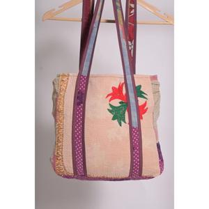 Bolso Tote Vintage Kantha de Algodón Indio Hecho a Mano, Bolso de Hombro Reutilizable y Duradero, Bolso Casual, Regalo para Mujer - Product Image 1
