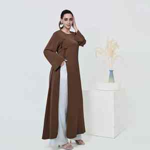 Elegante Abaya Casual Moderna de Chifón para Mujer, Vestido Maxi Islámico Modesto, Estilo Dubái, Abierto por Delante, con Cinturón, Transpirable y Ligero - Product Image 1