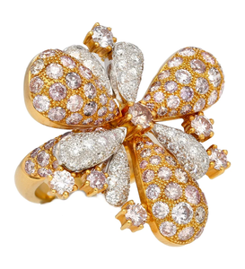 Women's 18K Gold Plated Bowknot Classic Cocktail <b>Ring</b> Pave Set Diamond IGI Certified Glam Engagement Jewelry - Product Image 1