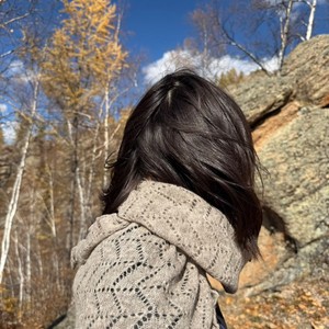 MONECO Châle Hijab en tricot jacquard gris zigzag pour femme, écologique, chaud, en mohair, avec bordure en dentelle, pour l'hiver, style décontracté - Product Image 5